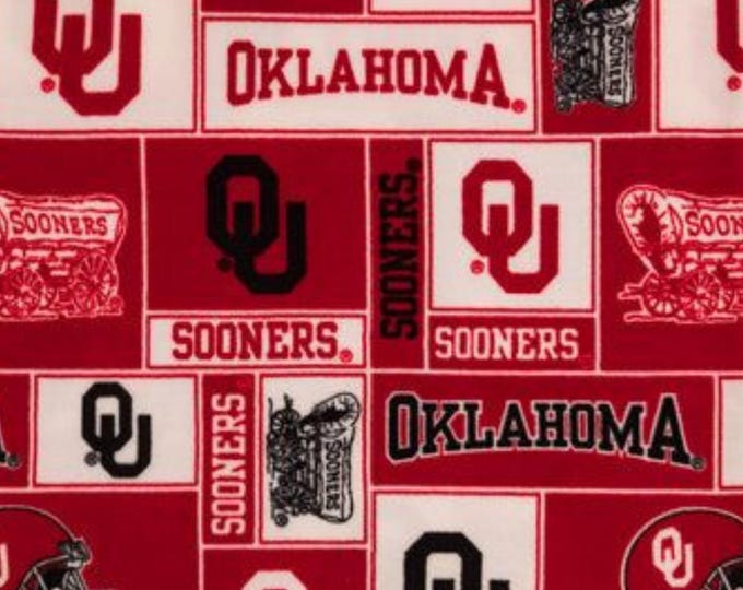 Oklahoma University Sooners OU Licensed FLEECE fabric.
