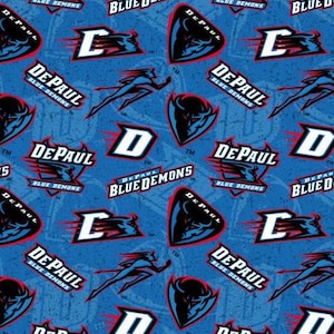 DePaul University Blue Demons Fabric 100% Cotton Officially Licensed