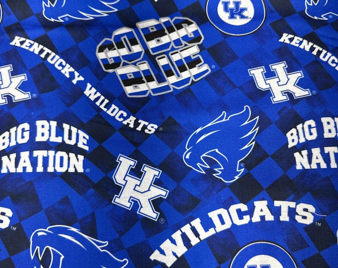 University of Kentucky Wildcats Cotton Fabric 100% Cotton Check allover Officially Licensed