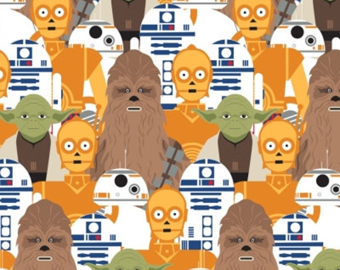 Star Wars Packed C3PO R2D2 Yoda Cotton Fabric 100% Cotton Officially Licensed