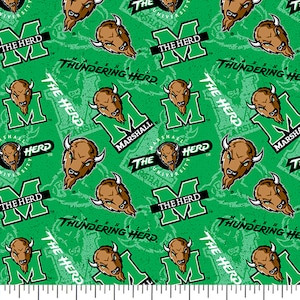 Marshall University The Herd Fabric 100% Cotton