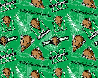 Marshall University The Herd Fabric 100% Cotton Officially Licensed