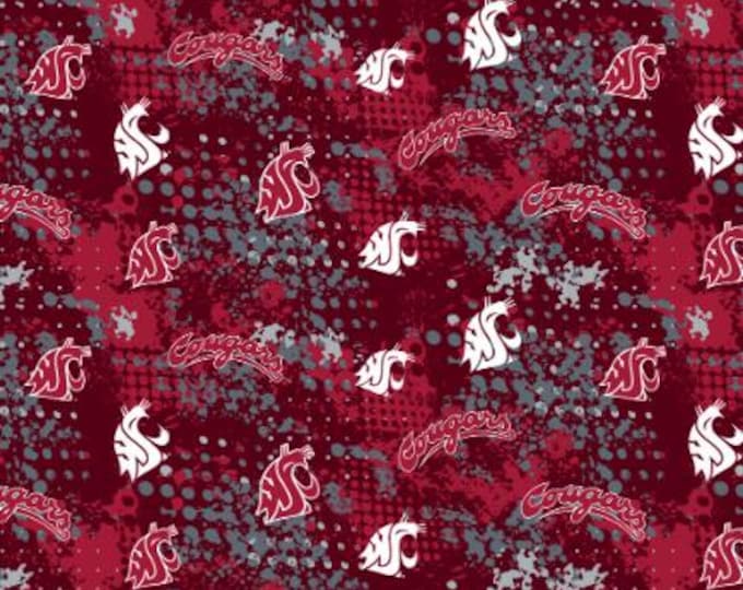 Washington State University WSU Cougars cotton fabric  100% Officially Licensed