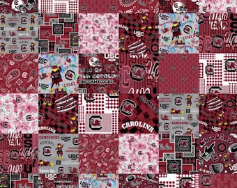University of South Carolina Gamecocks USC 100% Cotton Fabric Officially Licensed Cheater Quilt