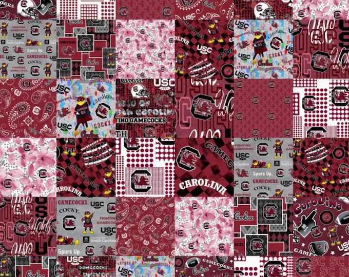 University of South Carolina Gamecocks USC 100% Cotton Fabric Officially Licensed Cheater Quilt