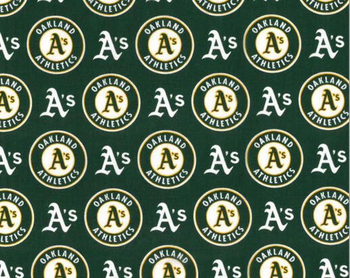 Oakland A's Athletics Baseball Fabric 100% Cotton Officially Licensed