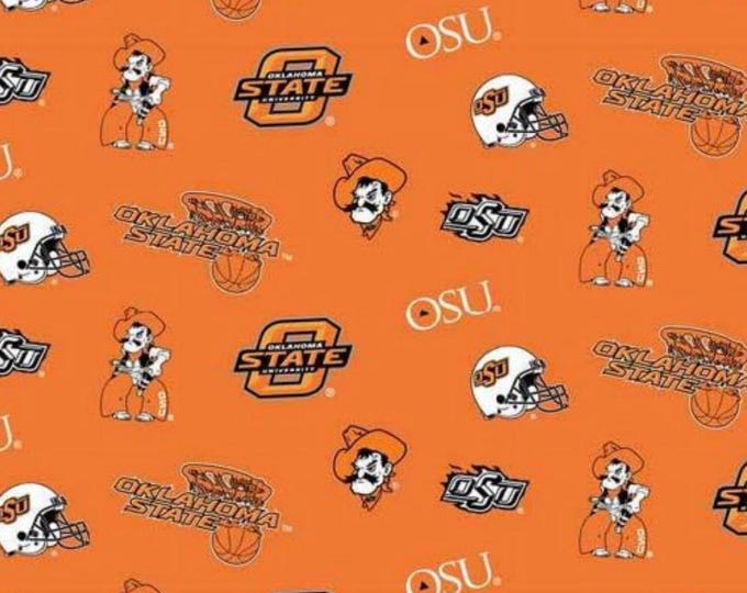 Oklahoma State OSU Licensed FLEECE fabric. See Description for measurements available.