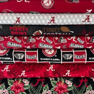 Alabama Cotton Fabric Crimson Tide Bama  100% Cotton Officially Licensed