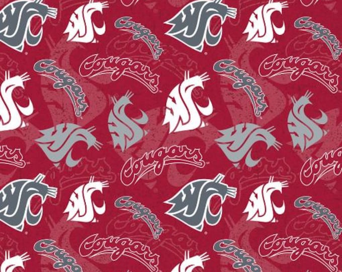 Washington State University WSU Cougars cotton fabric  100% Cotton Tone on Tone Officially Licensed