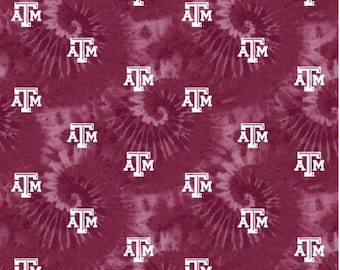 Tela de algodón de la Universidad Texas A&M 100 % algodón Aggies Tie Dye con licencia oficial