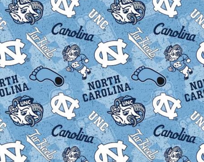 North Carolina Tar Heels Fabric 100% Cotton Tone on Tone UNC Officially Licensed