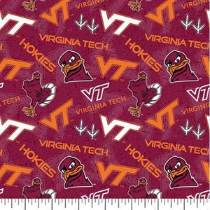 Virginia Tech Hokies cotton fabric  100% Cotton Tone on Tone Officially Licensed