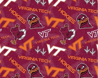 Virginia Tech Hokies cotton fabric  100% Cotton Tone on Tone Officially Licensed