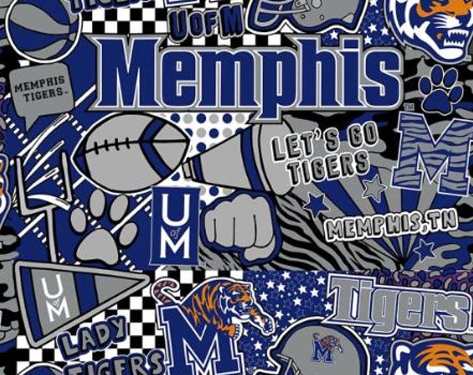 Memphis Tigers Fabric 100% Cotton pop art Officially Licensed