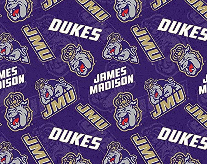 James Madison University Dukes Fabric 100% Cotton  Ships in 1 Business Day