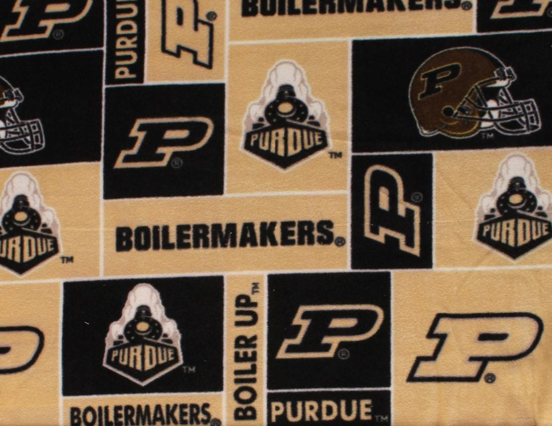 NCAA Purdue University Boilermakers Black & Gold Buffalo Plaid College Logo 100% Cotton Fabric By Sykel! 5 Styles! - Ireland