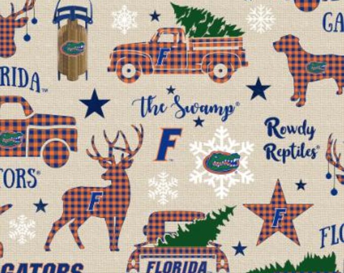 Florida Gators Christmas Fabric 100% Cotton Officially Licensed