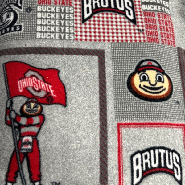 Ohio State Buckeyes Brutus Licensed FLEECE fabric. See Description for actual measurements available.