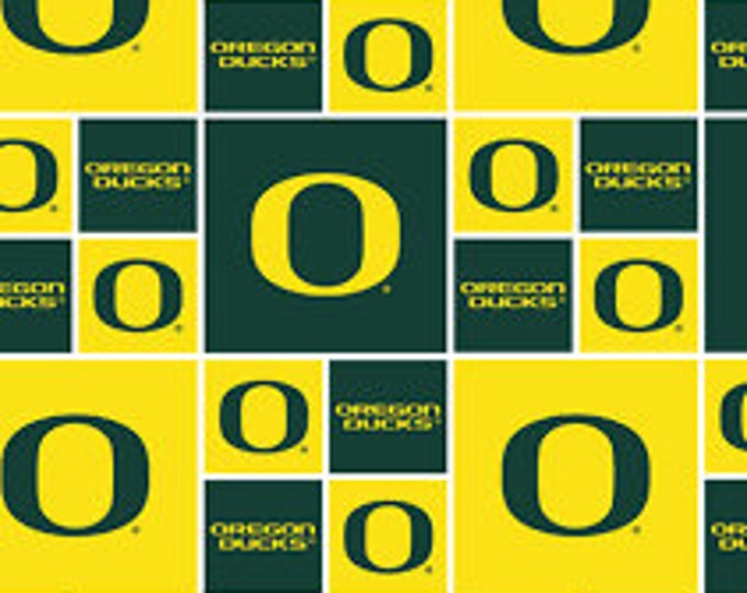 Oregon Ducks Block Fabric 100% Cotton Officially Licensed