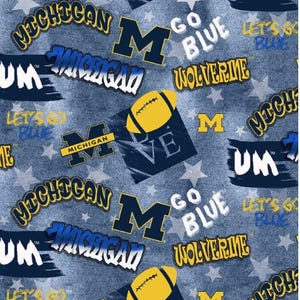 University of Michigan Wolverines Fabric 100% Cotton Graffiti