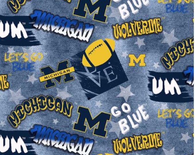 University of Michigan Wolverines Fabric 100% Cotton Graffiti