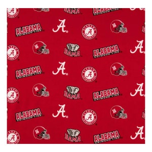 Alabama Cotton Fabric Crimson Tide  100% Cotton Officially Licensed PRECUT scraps