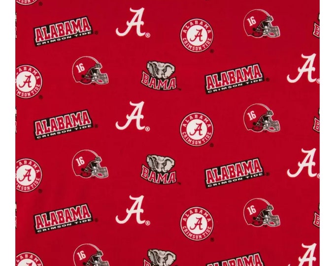 Alabama Cotton Fabric Crimson Tide  100% Cotton Officially Licensed