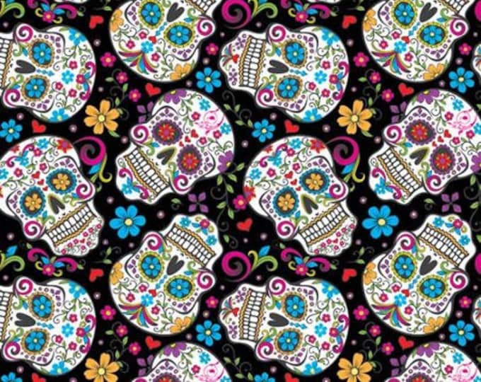Floral Sugar Skulls Fabric 100% Cotton