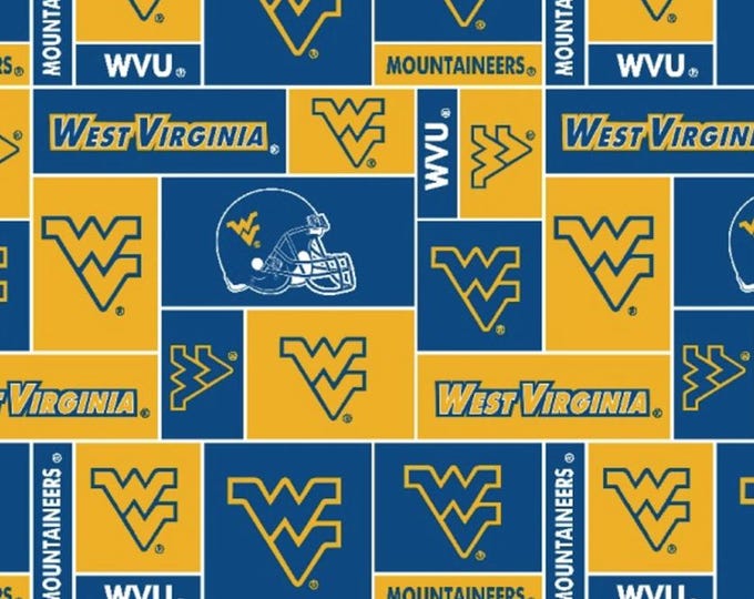 West Virginia Mountaineers Licensed FLEECE fabric. Wolverines Officially Licensed