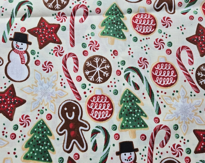 Christmas Gingerbread Cookies Cotton Fabric 100% Cotton