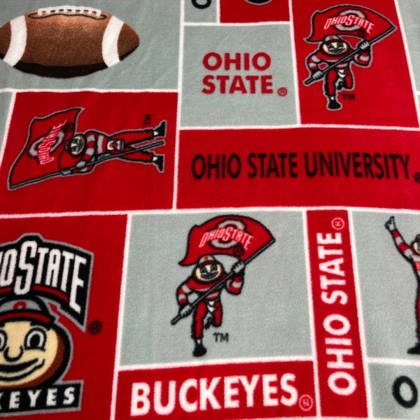 Ohio State Buckeyes Brutus Licensed FLEECE fabric. See Description for actual measurements available.