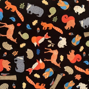 Woodland Animals kids Print cotton Fabric 100% Cotton