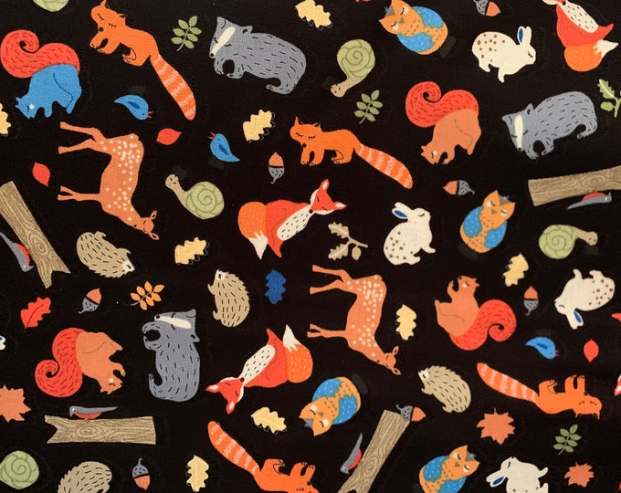 Woodland Animals kids Print cotton Fabric 100% Cotton
