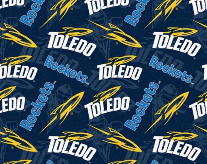 Toledo Rockets Cotton Fabric 100% Cotton Officially Licensed