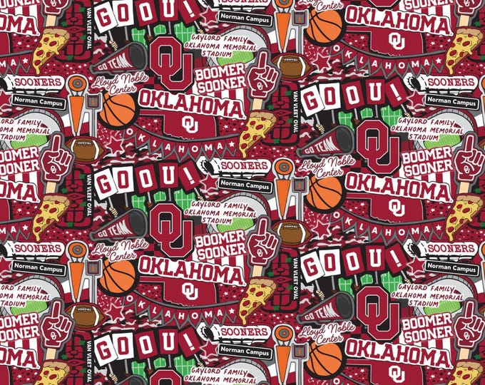 Oklahoma Sooners 100% Doodle Cotton Officially Licensed