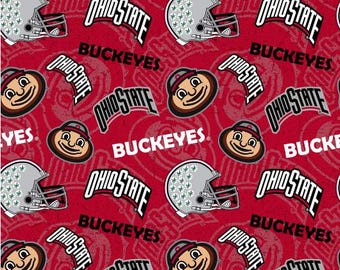 OSU tone on tone Cotton Fabric Ohio State University Buckeyes 100% Cotton Officially Licensed