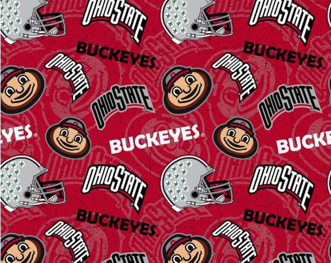 OSU tone on tone Cotton Fabric Ohio State University Buckeyes 100% Cotton Officially Licensed
