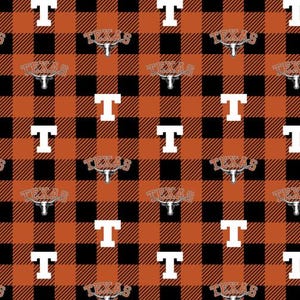 Texas Longhorns Fabric 100% Cotton   University of Texas Cotton buffalo plaid Officially Licensed