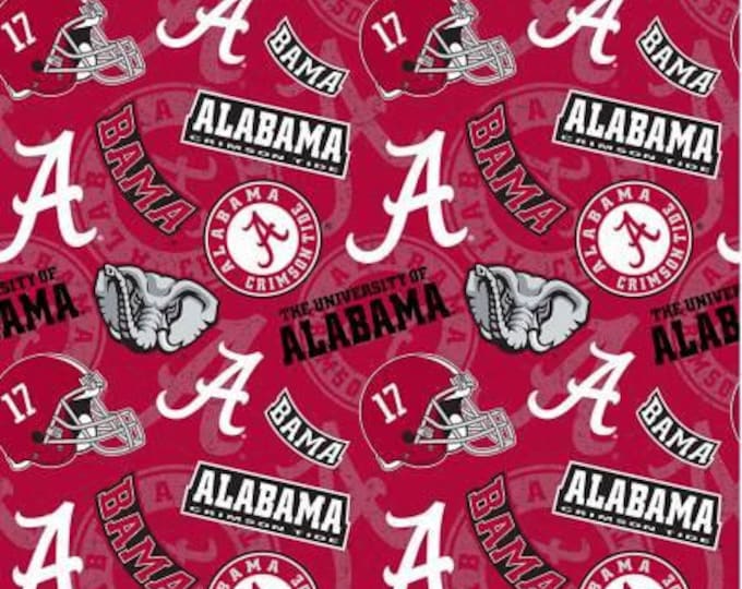 Alabama Bama Cotton Fabric Crimson Tide  100% Cotton Officially Licensed