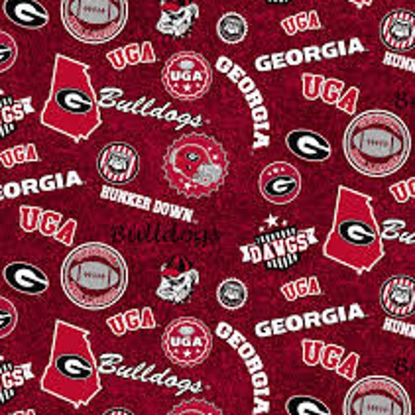 University of Georgia home Bulldogs Fabric 100% Cotton  Ships in 1 Business Day