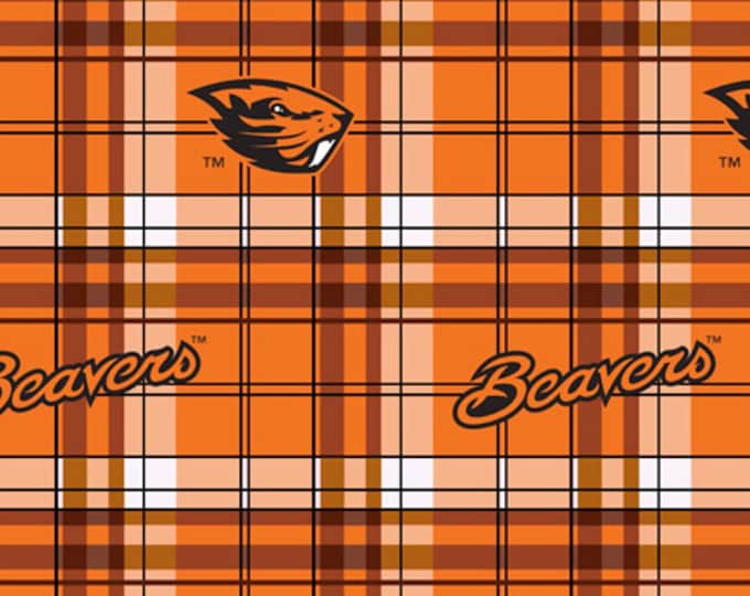 Oregon State University Licensed FLEECE fabric. Preppy Plaid Officially Licensed