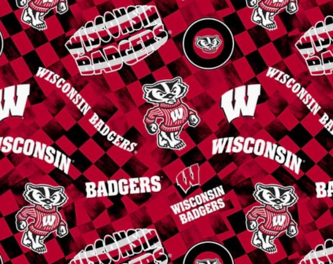 Wisconsin Badgers Check Allover 100% Cotton Fabric Officially Licensed