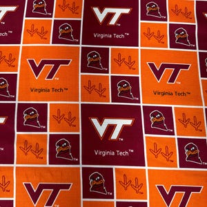 Virginia Tech Hokies cotton fabric  100% Cotton Select your cut size Officially Licensed