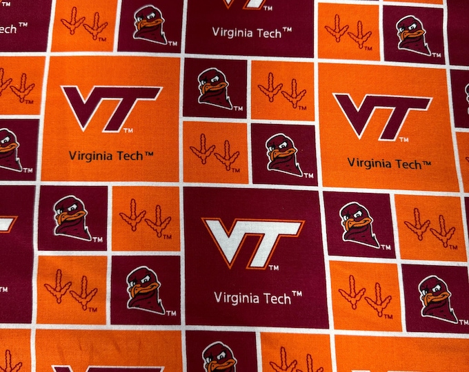 Virginia Tech Hokies cotton fabric  100% Cotton Select your cut size Officially Licensed