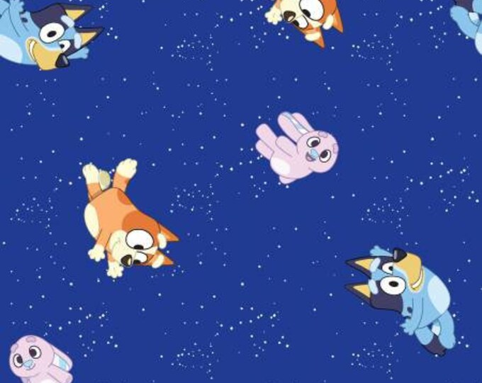 Bluey Goodnight Cotton Fabric 100% Cotton Officially Licensed