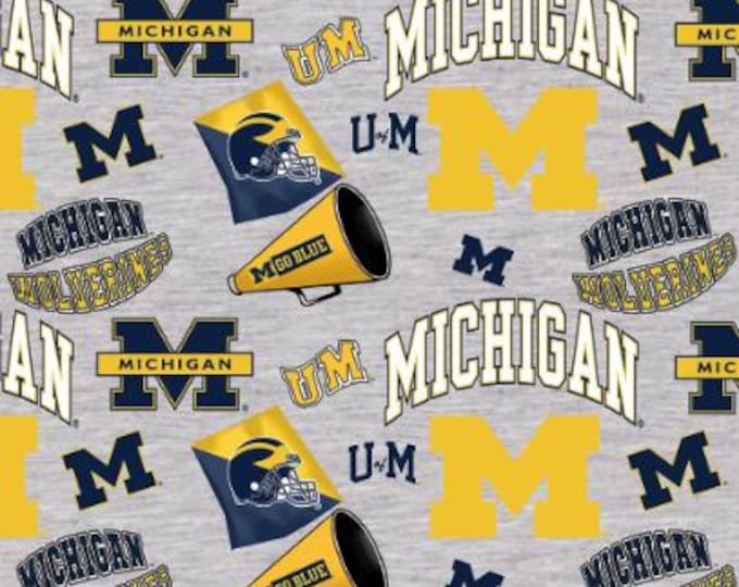 University of Michigan Wolverines Fabric 100% Cotton Officially Licensed