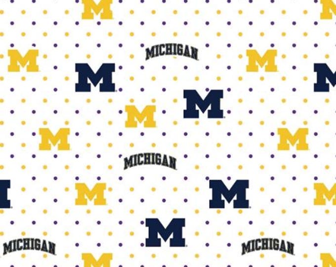 University of Michigan Wolverines Fabric 100% Cotton Dot Officially Licensed