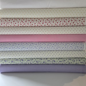 Mini Floral and Gingham Cotton Fabric 100% Cotton Lavender, Pink, Yellow