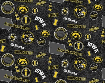 University of Iowa Hawkeyes Fabric 100% Cotton Home Officially Licensed