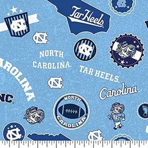 North Carolina Tar Heels Fabric 100% Cotton Home UNC Officially Licensed